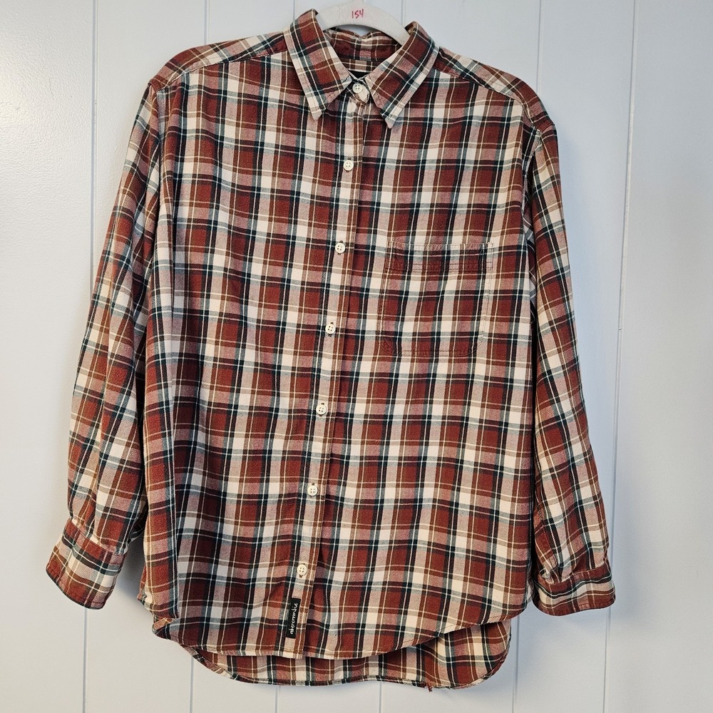 Abercrombie Flannel  Shirt‎ Size M Green, Brown, Maroon, Tan Plaid